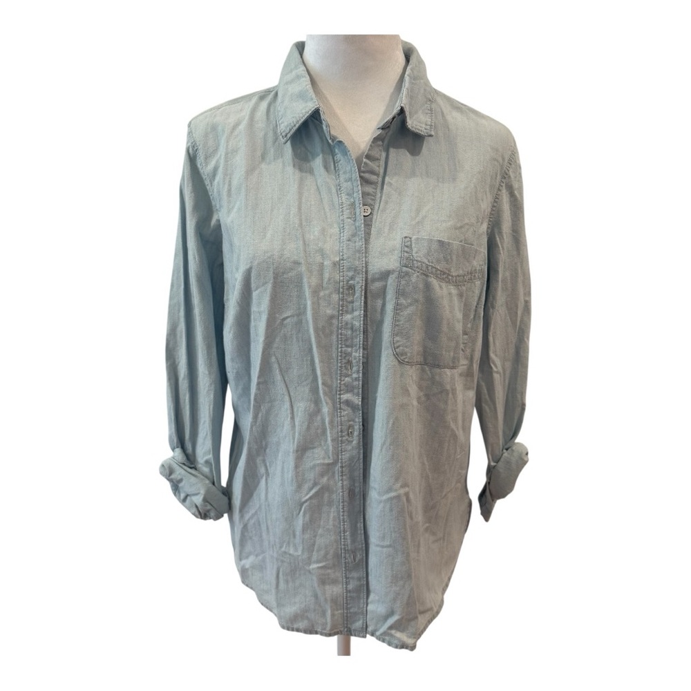 3/$25 Old Navy Classic Blue 3/4 Sleeve Button Down Shirt Relaxed Fit
